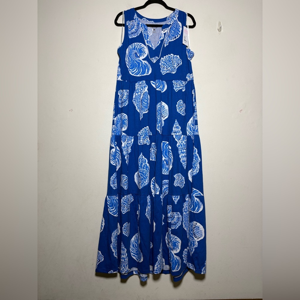 Lilly Pulitzer Syndee Maxi Dress in Barton Blue Shell of a Good Time Size L - Picture 3 of 10